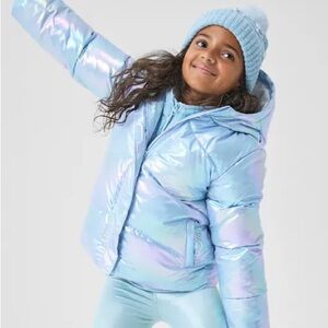 Blue Puffer Jacket with Hood